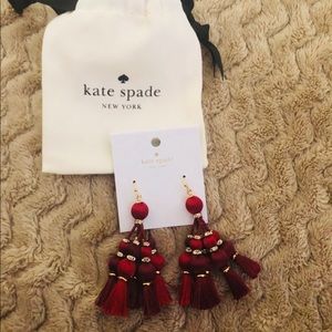Kate spade burgundy pretty poms earrings